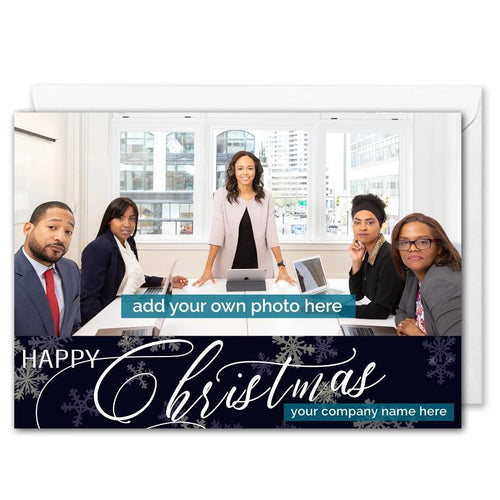 Personalised Business Photo Christmas Card - Snowflakes - B2B 