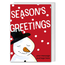 Load image into Gallery viewer, Snowman Christmas Card For Business - Clients, Employees - Red