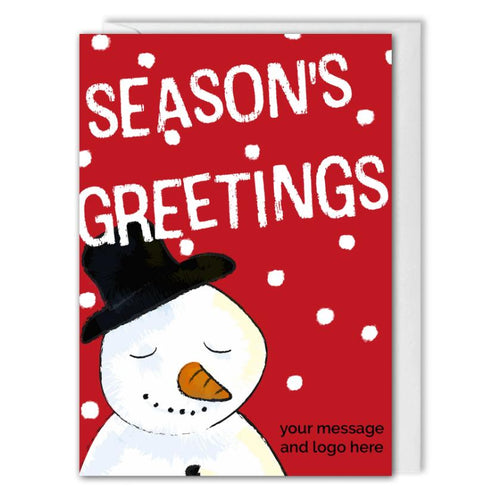 Snowman Christmas Card For Business - Clients, Employees - Red