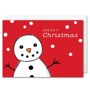 Snowman Corporate Christmas Card - Red 