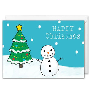 Custom Corporate Christmas Card - Snowman, Christmas Tree