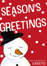 Load image into Gallery viewer, Personalised Business Christmas Card Snowman 