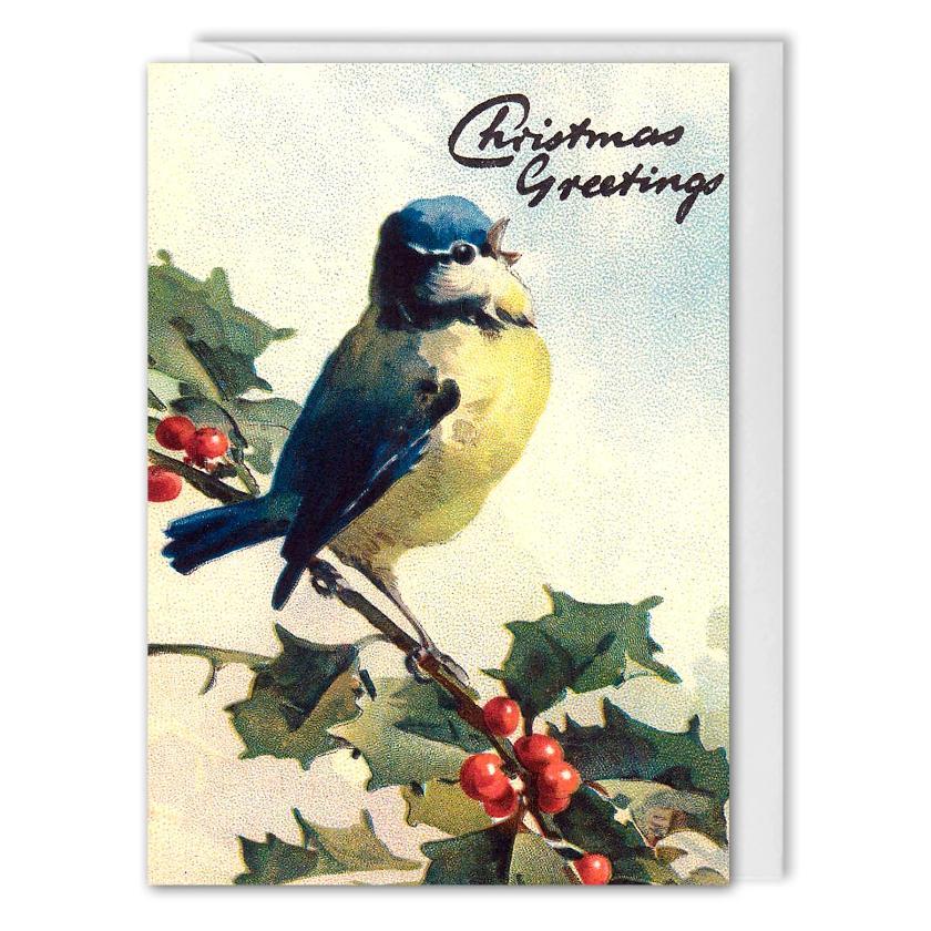 Custom Business Vintage Christmas Greetings Card - Songbird