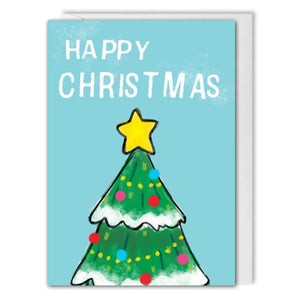 Happy Christmas Tree Card For Business - Custom Logo - Turquoise