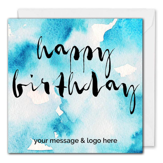 Watercolour Birthday Card For Business - Custom Logo 