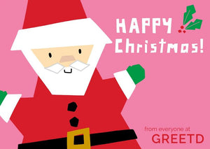 Personalised Santa Business Christmas Card Pink
