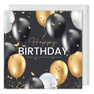 custom b2b birthday card black gold balloons