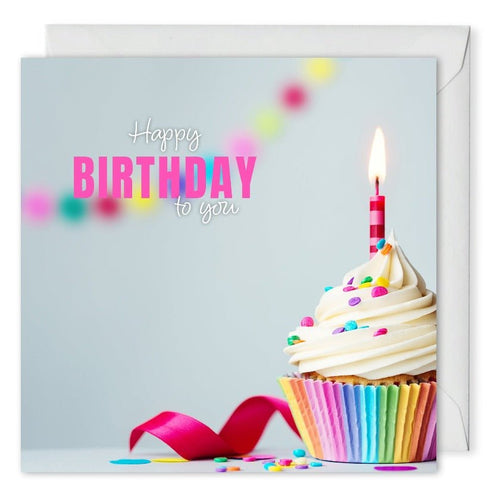 Custom B2B Birthday Card Rainbow Cupcake