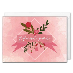 Floral Banner Thank You Card